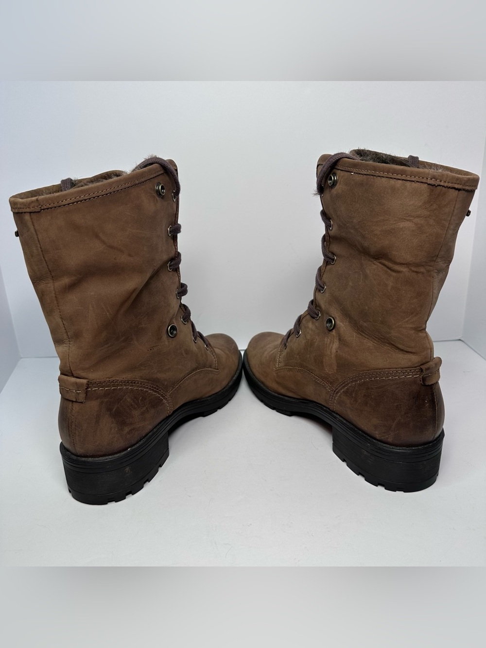 Clarks Womens Reunite Up Fold Over Gore-Tex Lace Up Brown Leather Boots Size 8.5 - Picture 7 of 9